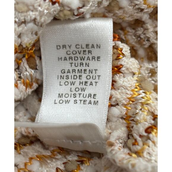 St. John Women’s Wool Blend Beige Cream Tweed 3/4 Sleeves Button Up Cardigan - Picture 6 of 8